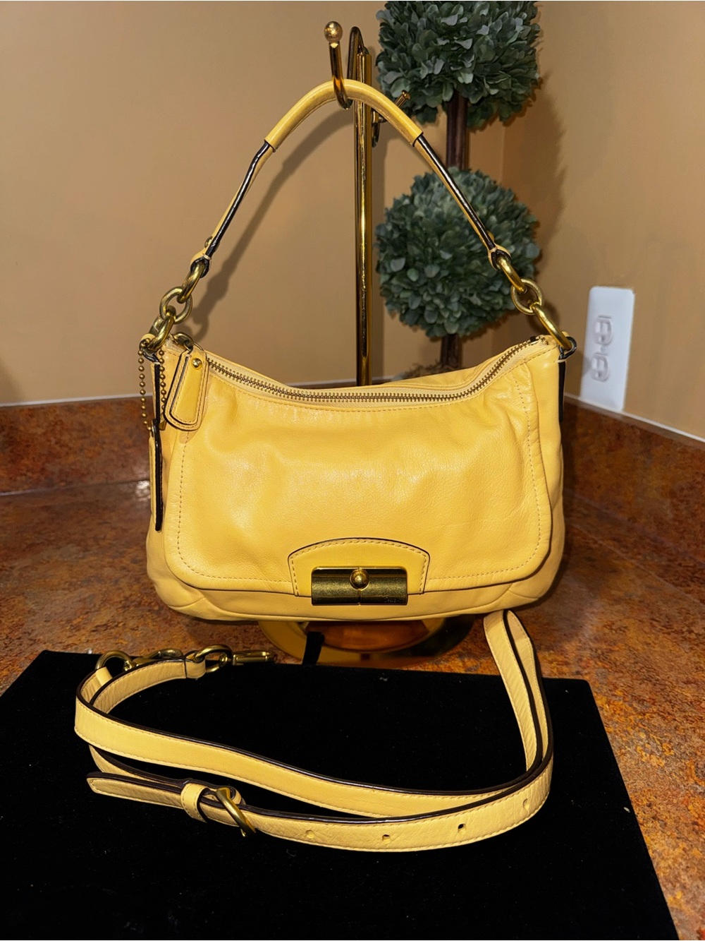 Coach Kristen Yellow Leather Hobo Bag with adjustable Strap